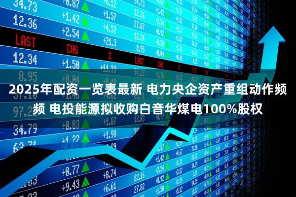 2025年配资一览表最新 电力央企资产重组动作频频 电投能源拟收购白音华煤电100%股权
